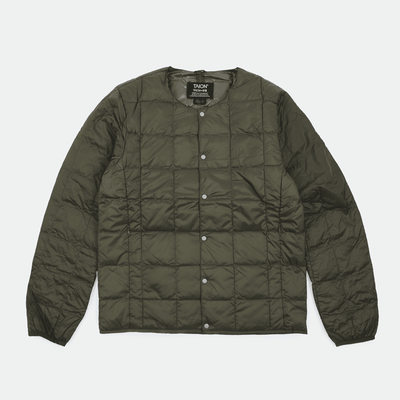 TAION - Crew Neck Button Down Jacket Dark Olive