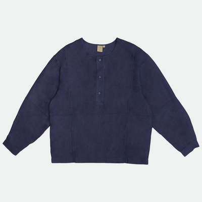 GRAYE - Oversized Grid Linen Shirt Navy