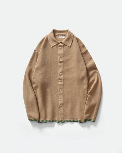 The NERDYS - Knit Edge Shirt Cardigan Beige