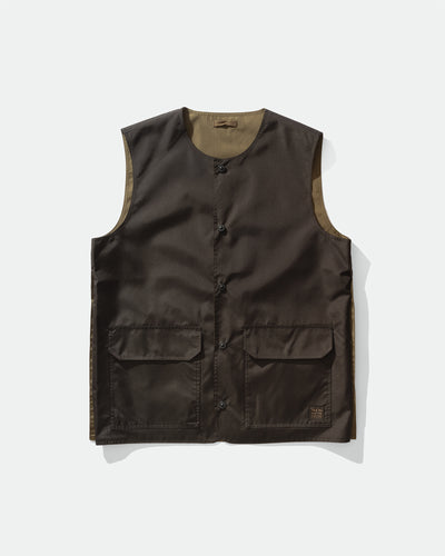 TAION - Military Reversible Crew Neck Vest Black/Khaki