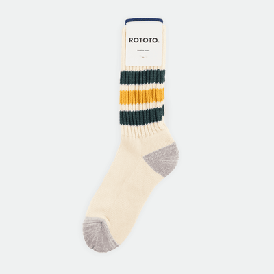 ROTOTO - Coarse Ribbed Old School Dark Green/Yellow