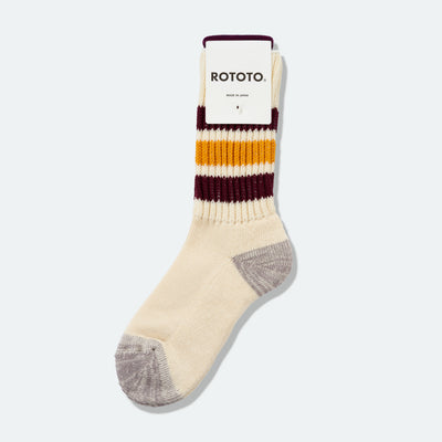 ROTOTO - Coarse Ribbed Old School Bordeaux/Yellow