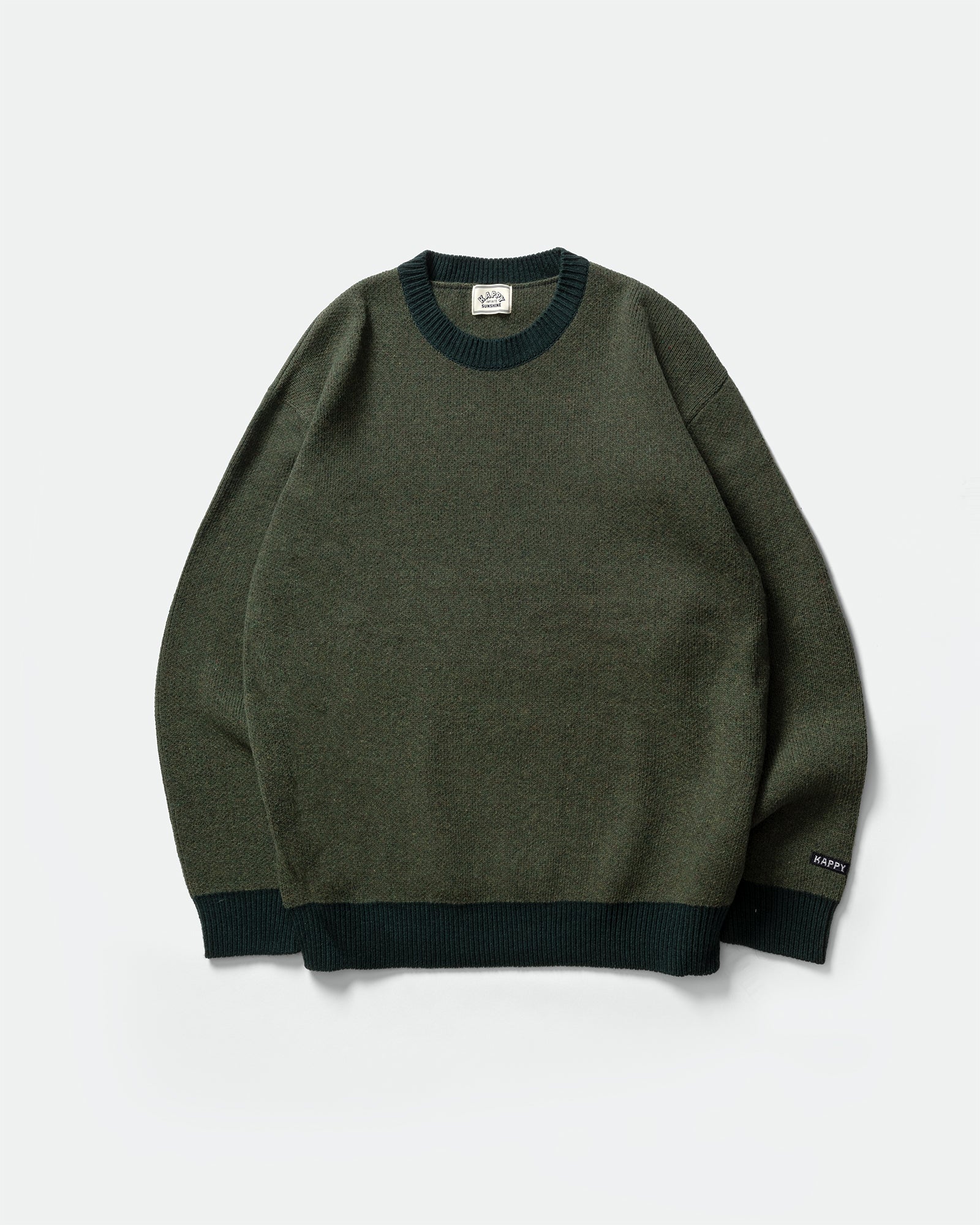 Kappy - Round Wool Knit Jumper Green