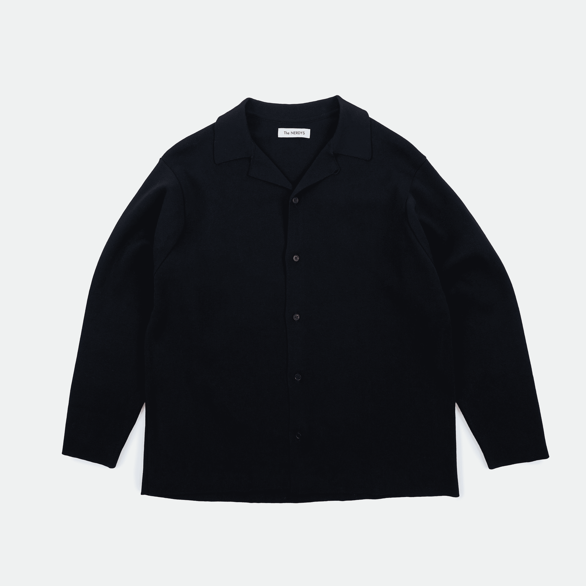 The NERDYS - Open Collar Knit Shirt Black