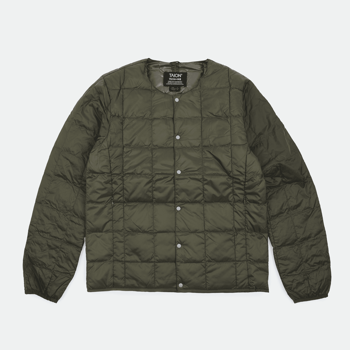 ジャケット・アウター TAION U NECK BUTTON JACKETS XXL TAION - Crew Neck Button Down Jacket Dark Olive– Pick Store