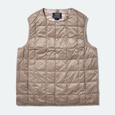 TAION - Crew Neck Button Down Vest Khaki