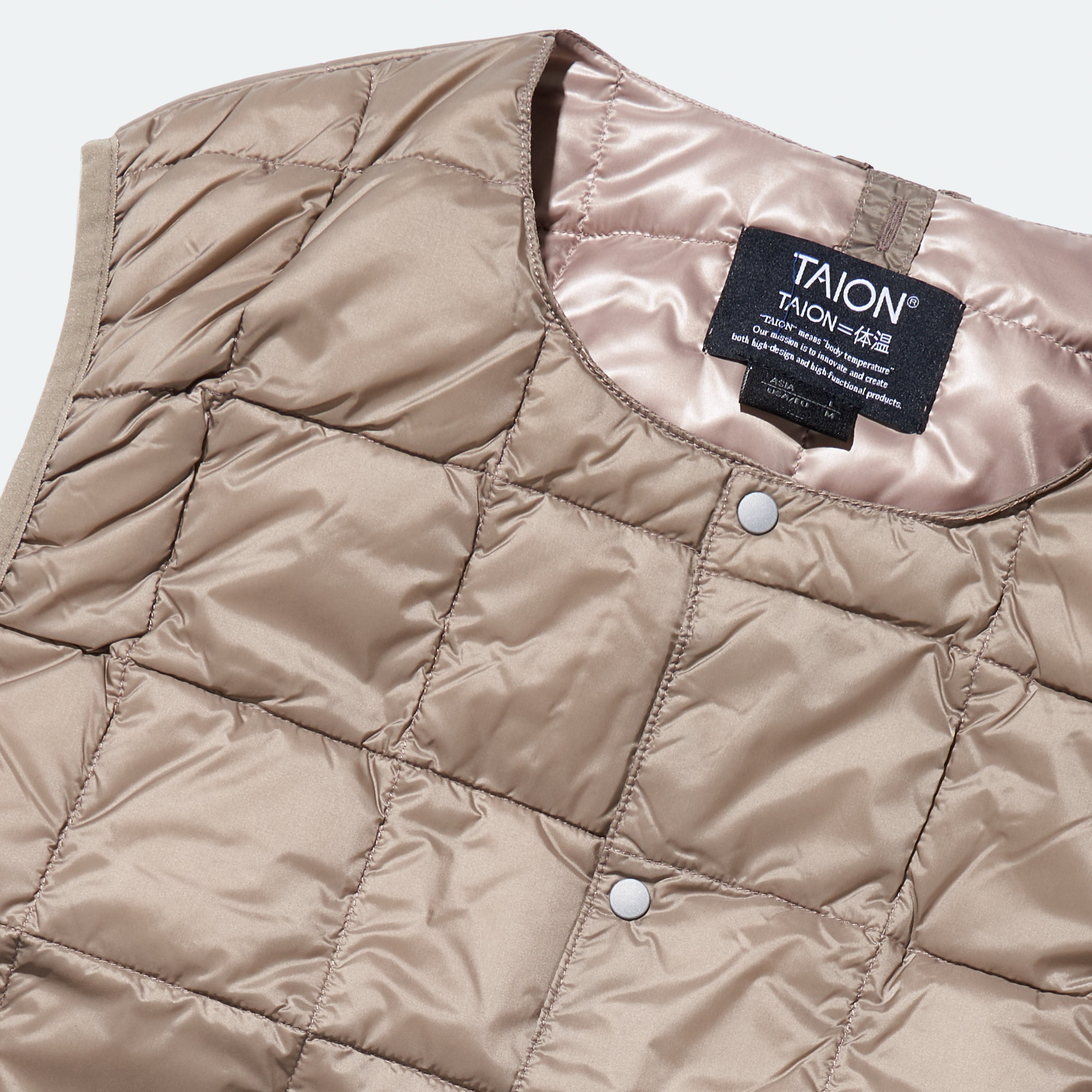 TAION - Crew Neck Button Down Vest Khaki