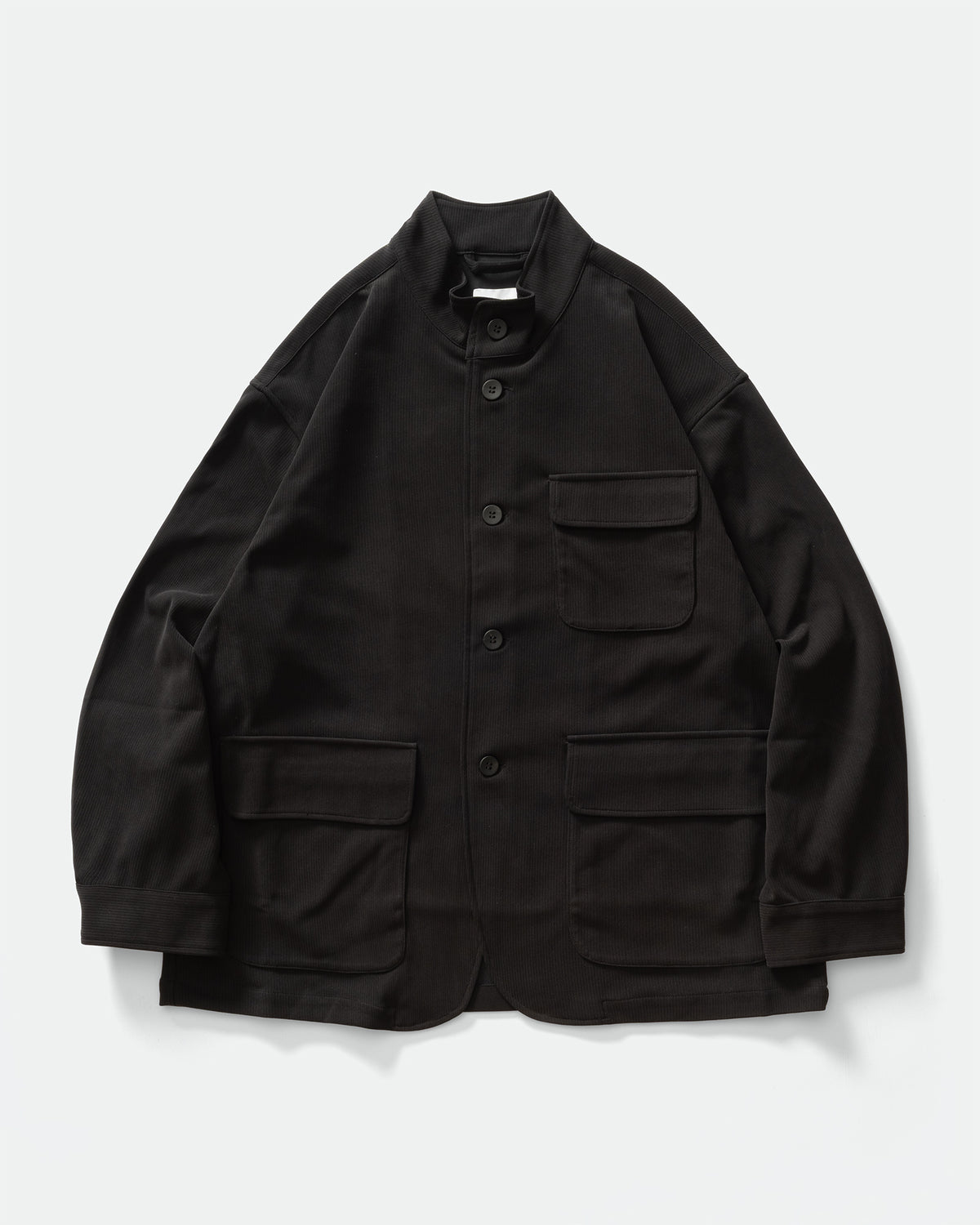 KANEMASA PHIL. - Cupro Fibril Rib Collarless Coveralls, Black