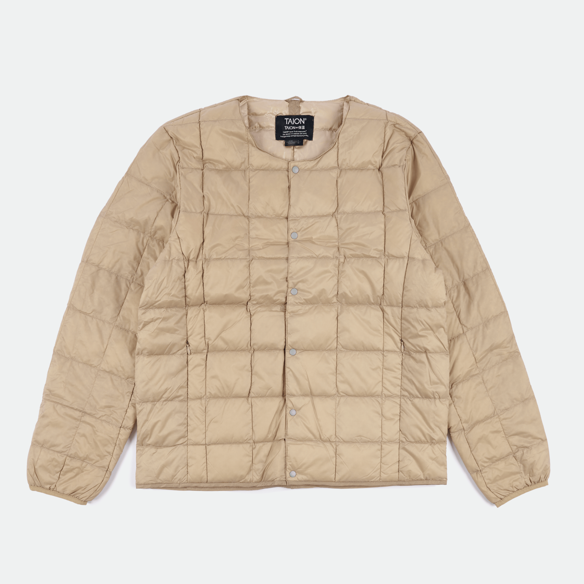 TAION - Crew Neck Button Down Jacket Beige