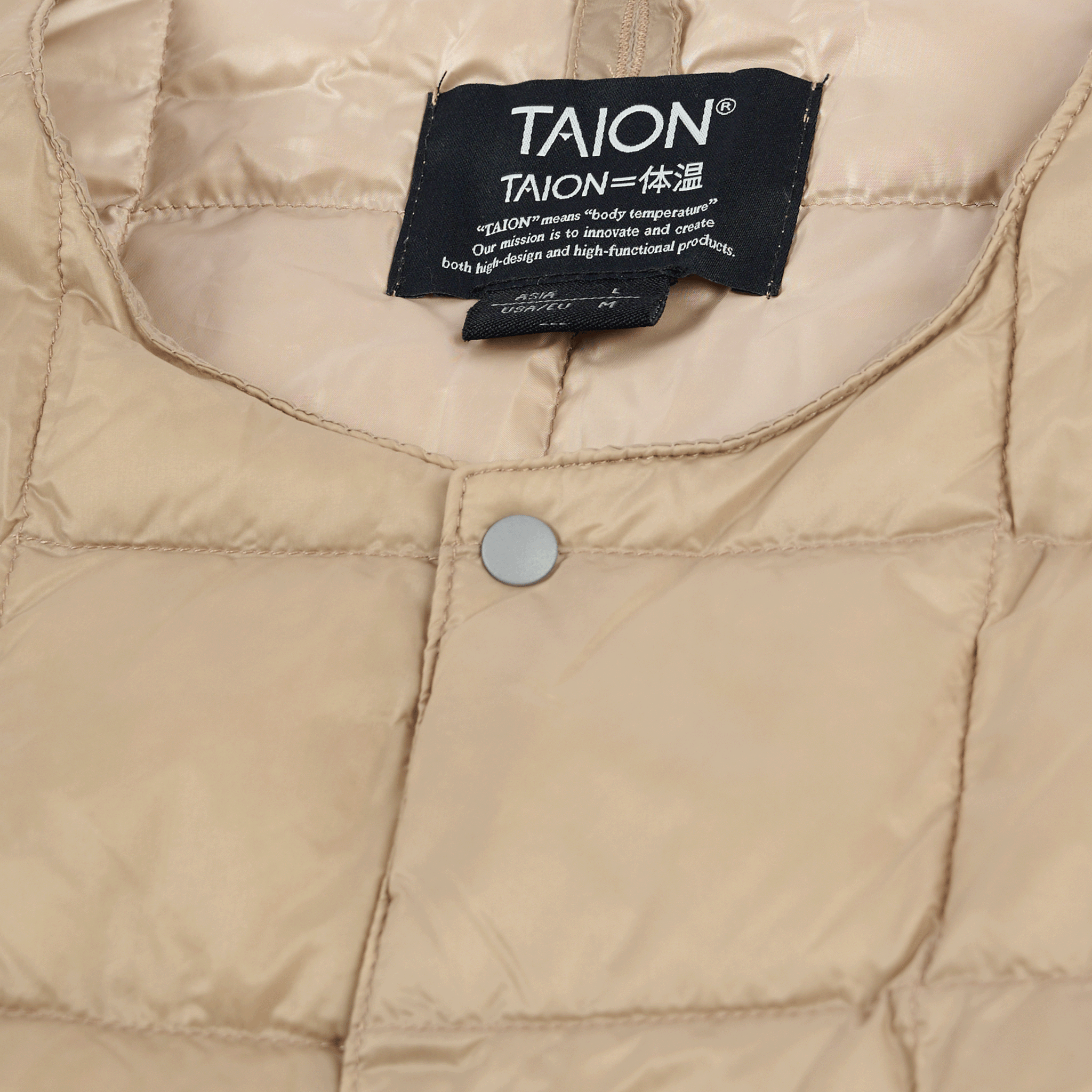 TAION - Crew Neck Button Down Jacket Beige