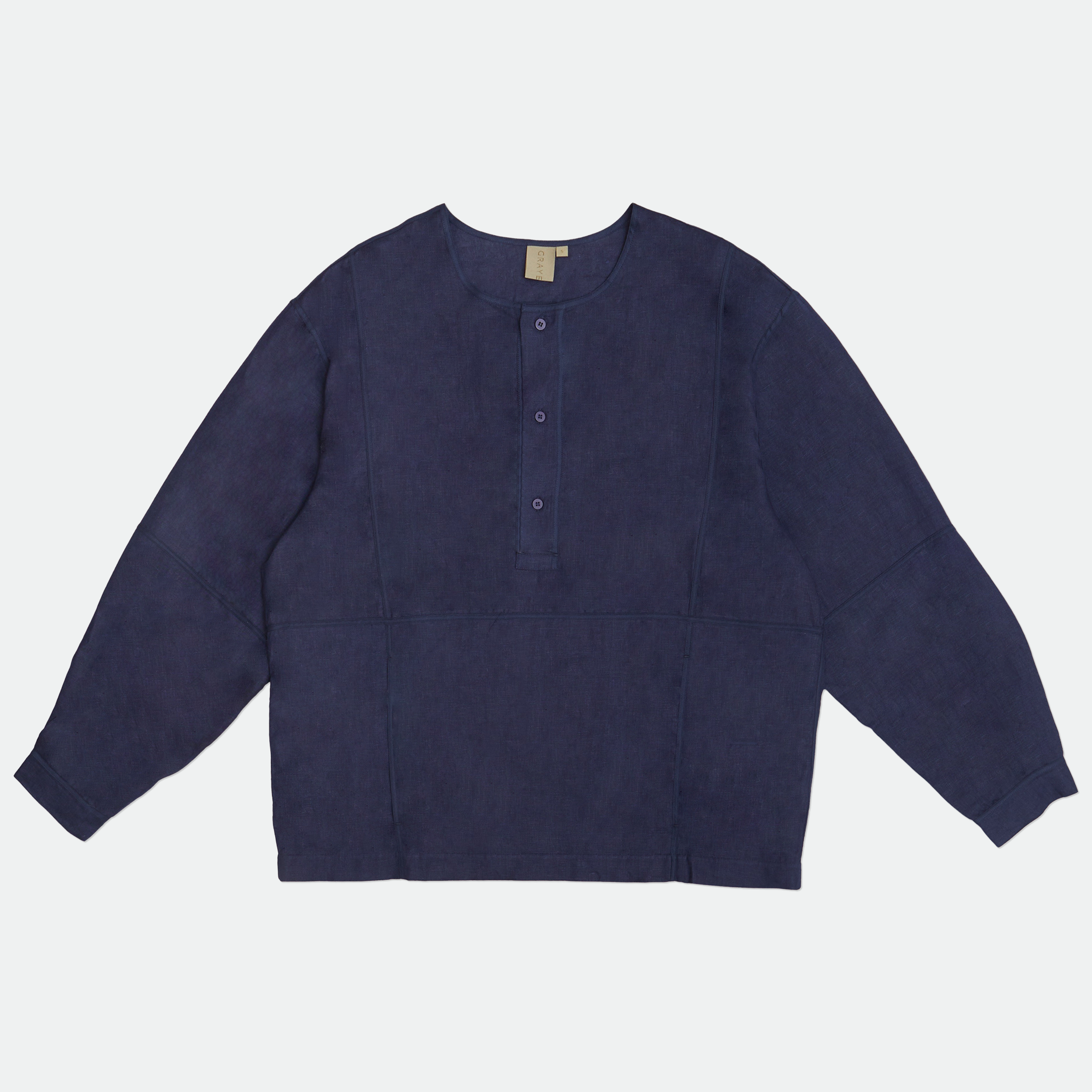 GRAYE - Oversized Grid Linen Shirt Navy