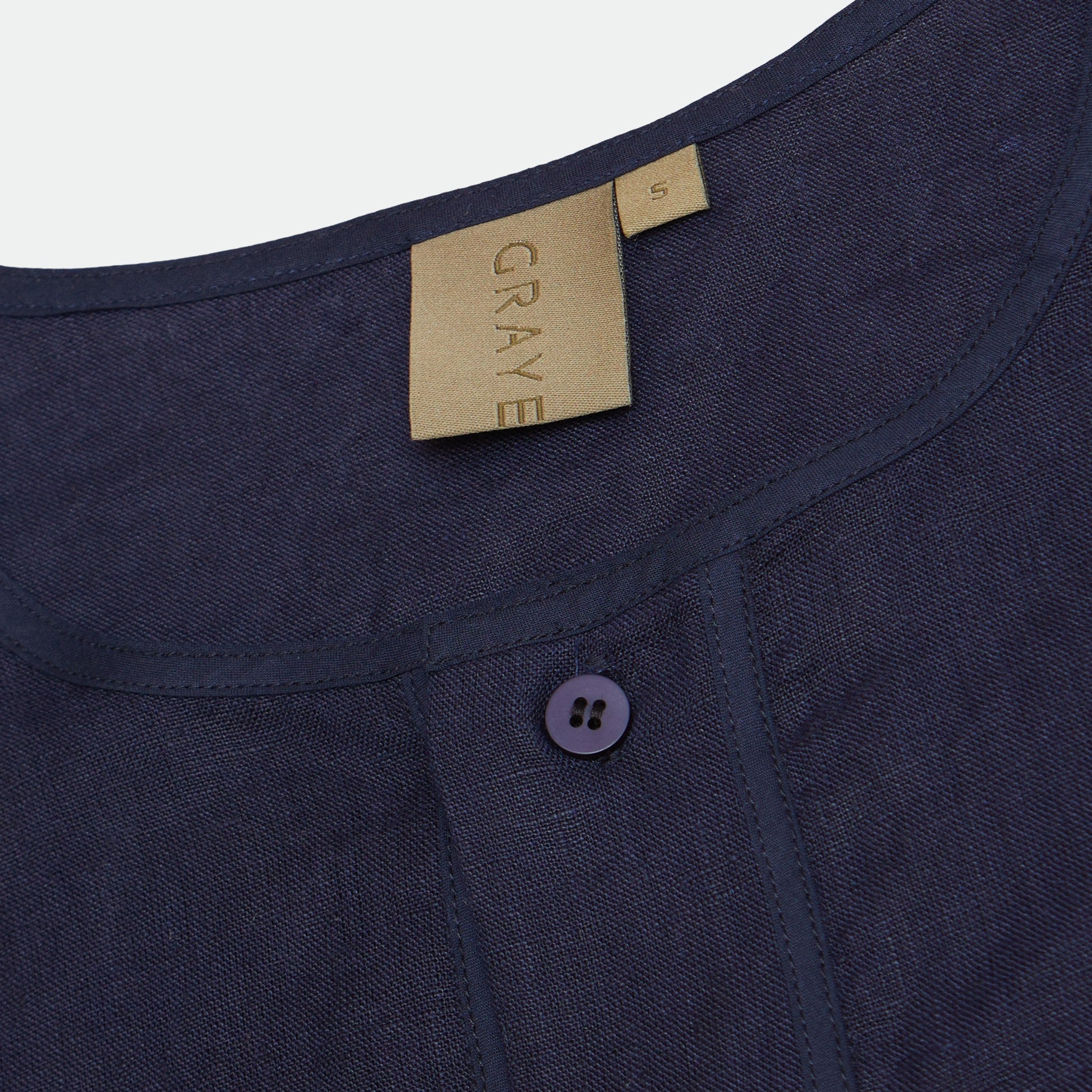 GRAYE - Oversized Grid Linen Shirt Navy