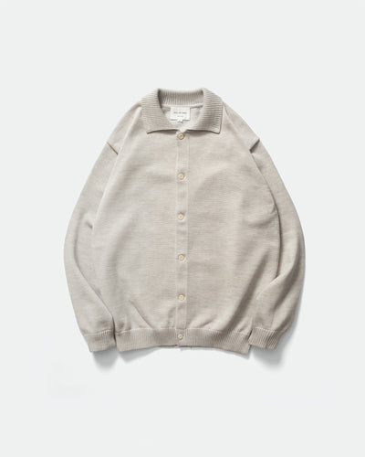 Still By Hand -10G Polo Cardigan Light Grey