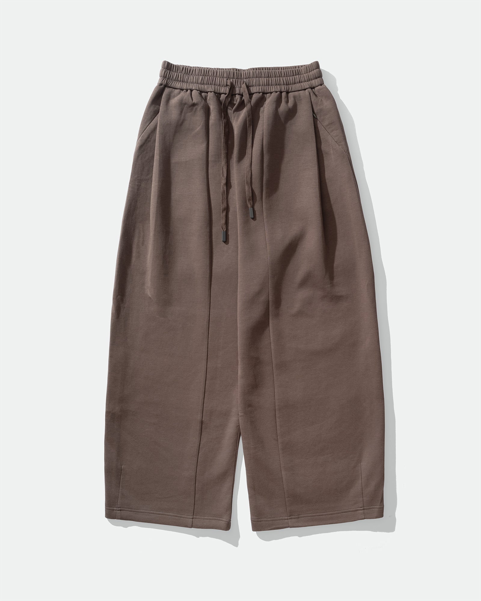 GRAYE - Grey wide pleated sweatpants, drawstring waistband packshot 