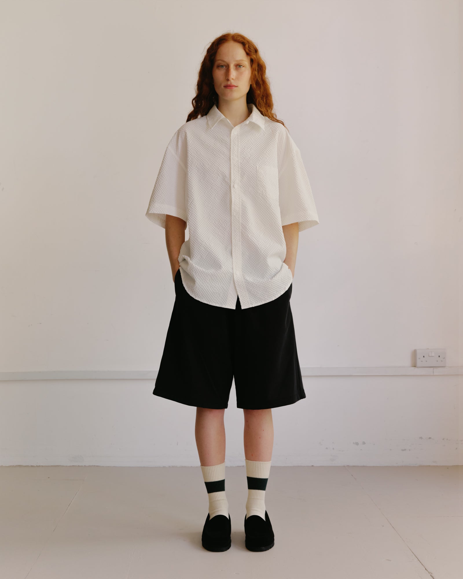 Kappy - Seersucker Check Half Shirt White