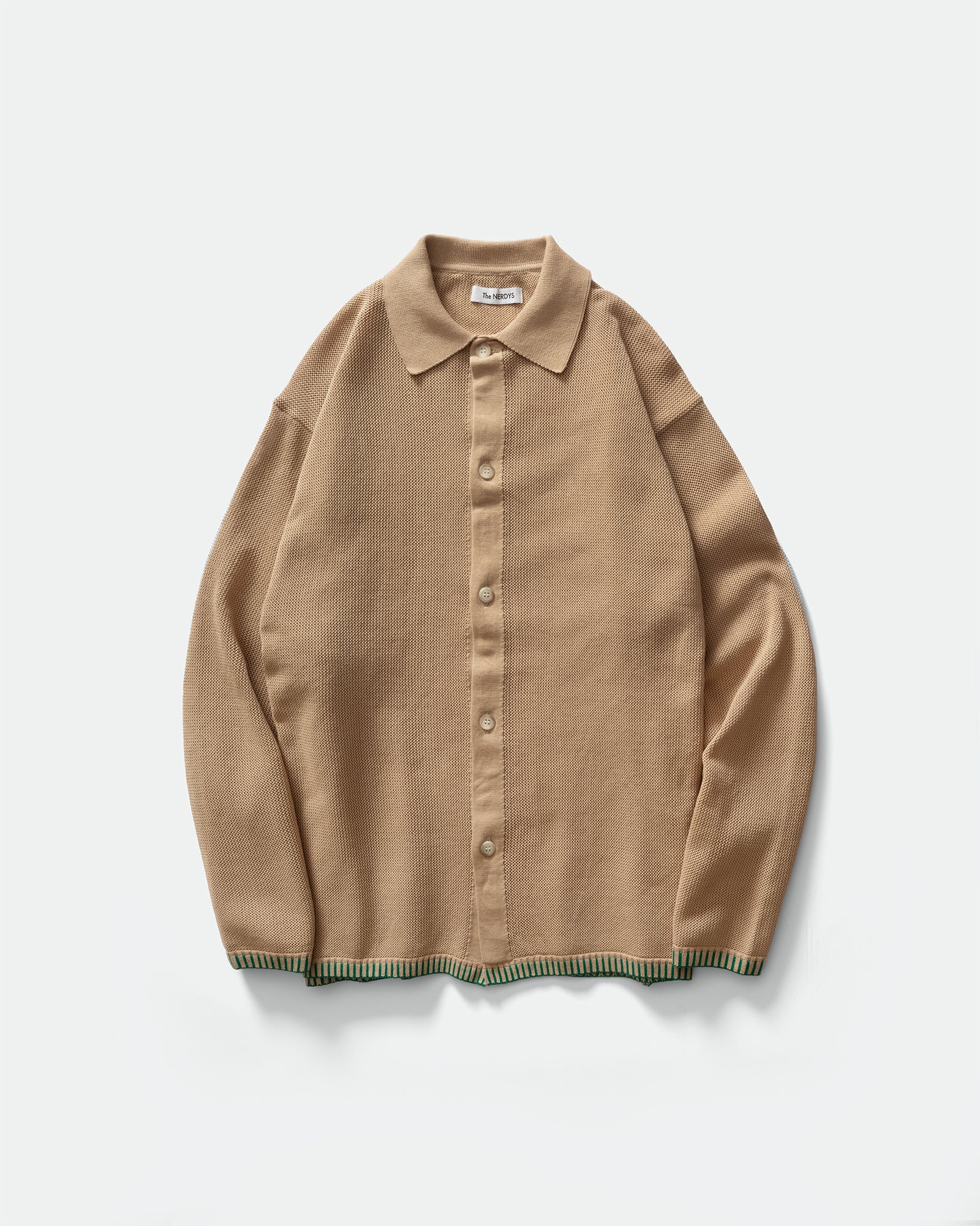 The NERDYS - Knit Edge Shirt Cardigan Beige
