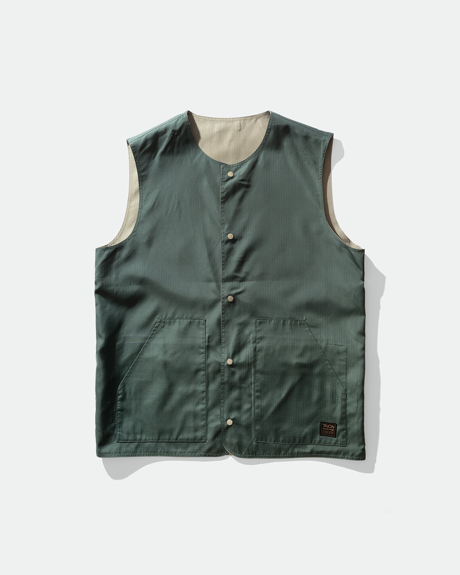 TAION - Military Reversible Crew Neck Vest Sage Green